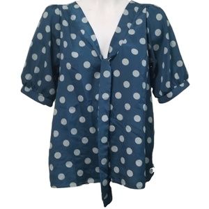 Everly Polka Dot Teal Blouse Medium